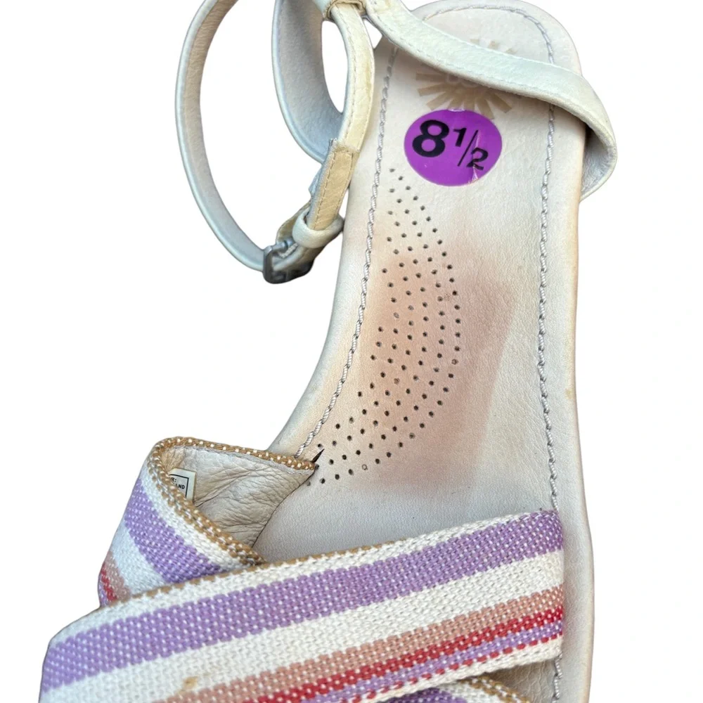 UGG Women’s 8 1/2 Nyssa Canvas & Leather Striped Slingback Wedge Sandals